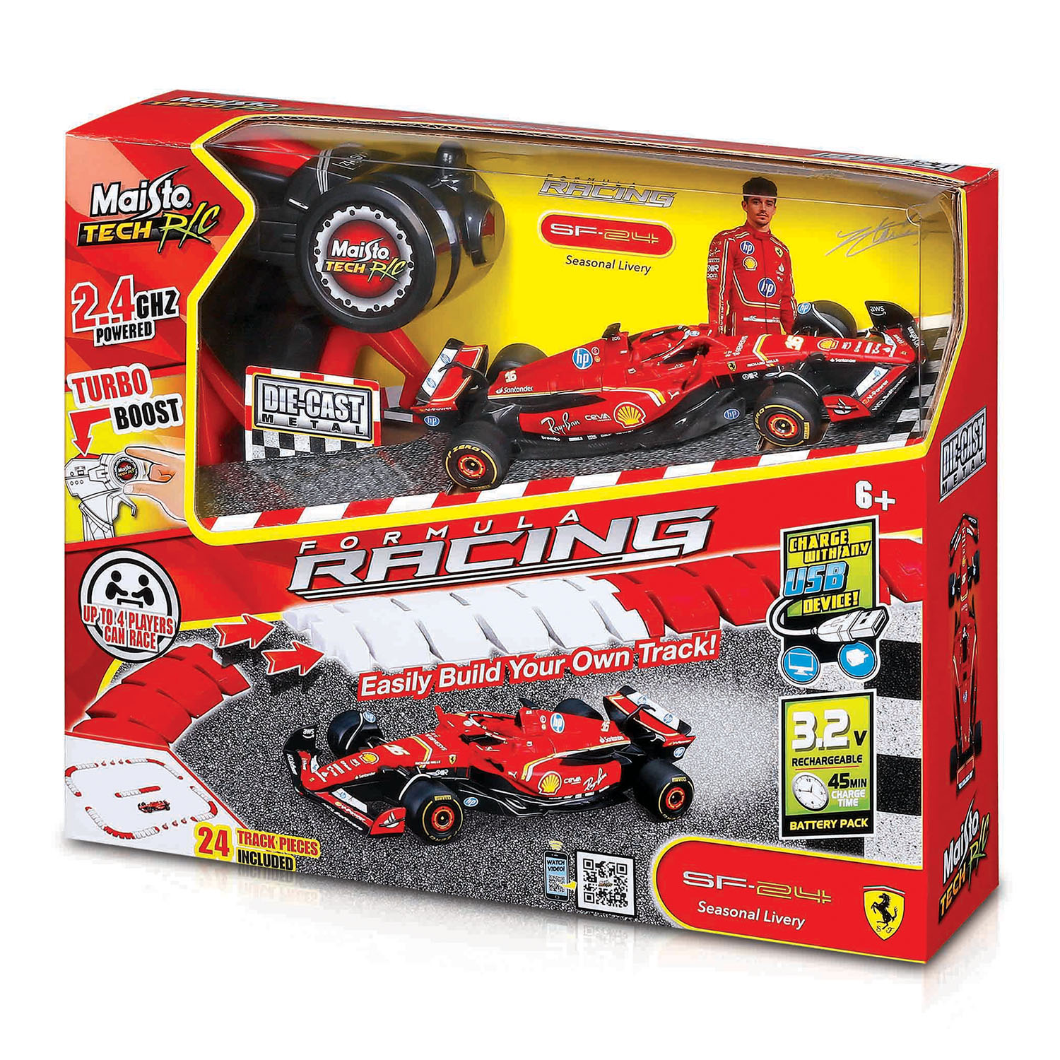 1/41 Die-Cast Ferrari SF-24 Uzaktan Kumandalı Araba ve Pist Seti