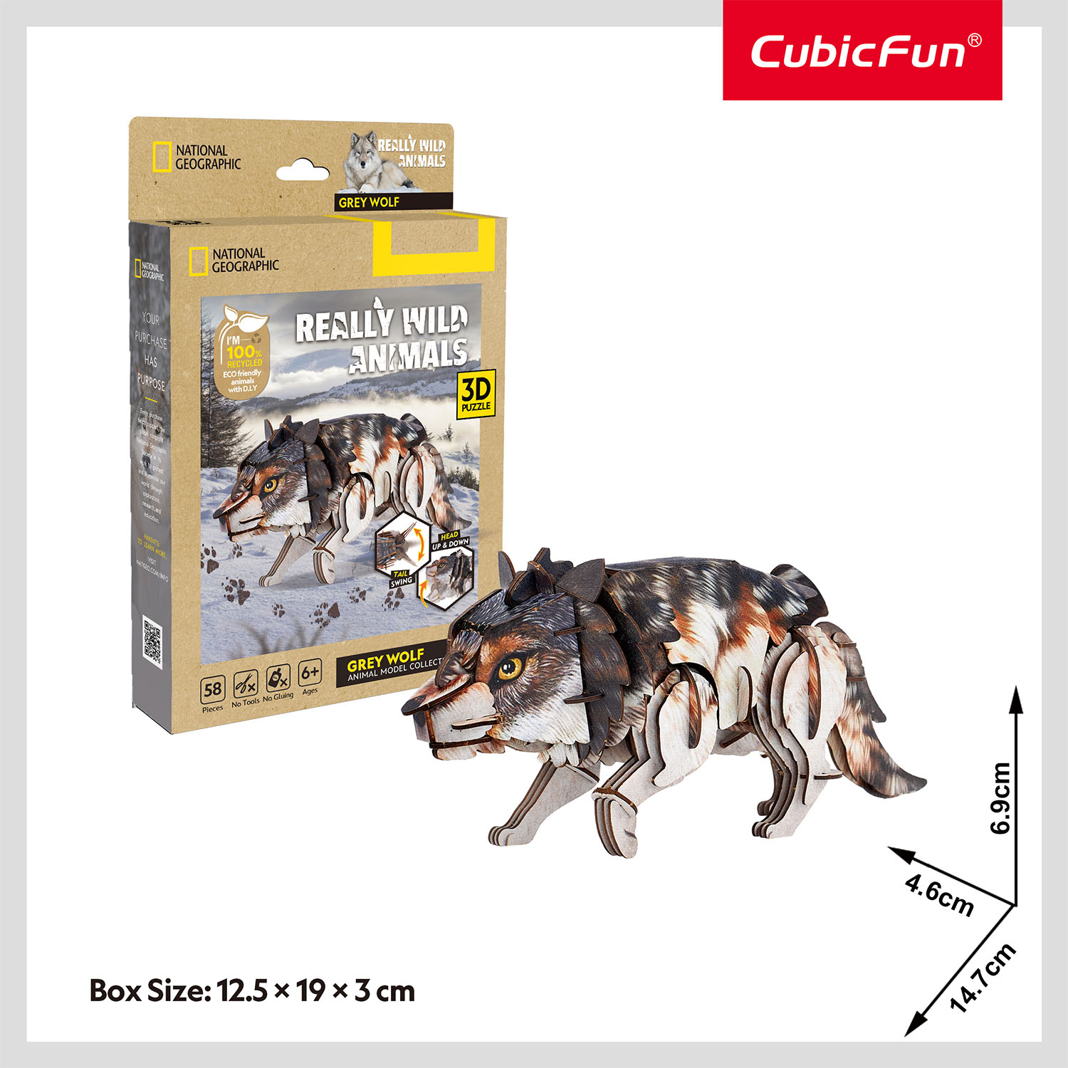National Geographic - Gri Kurt 3D Puzzle DS1180h