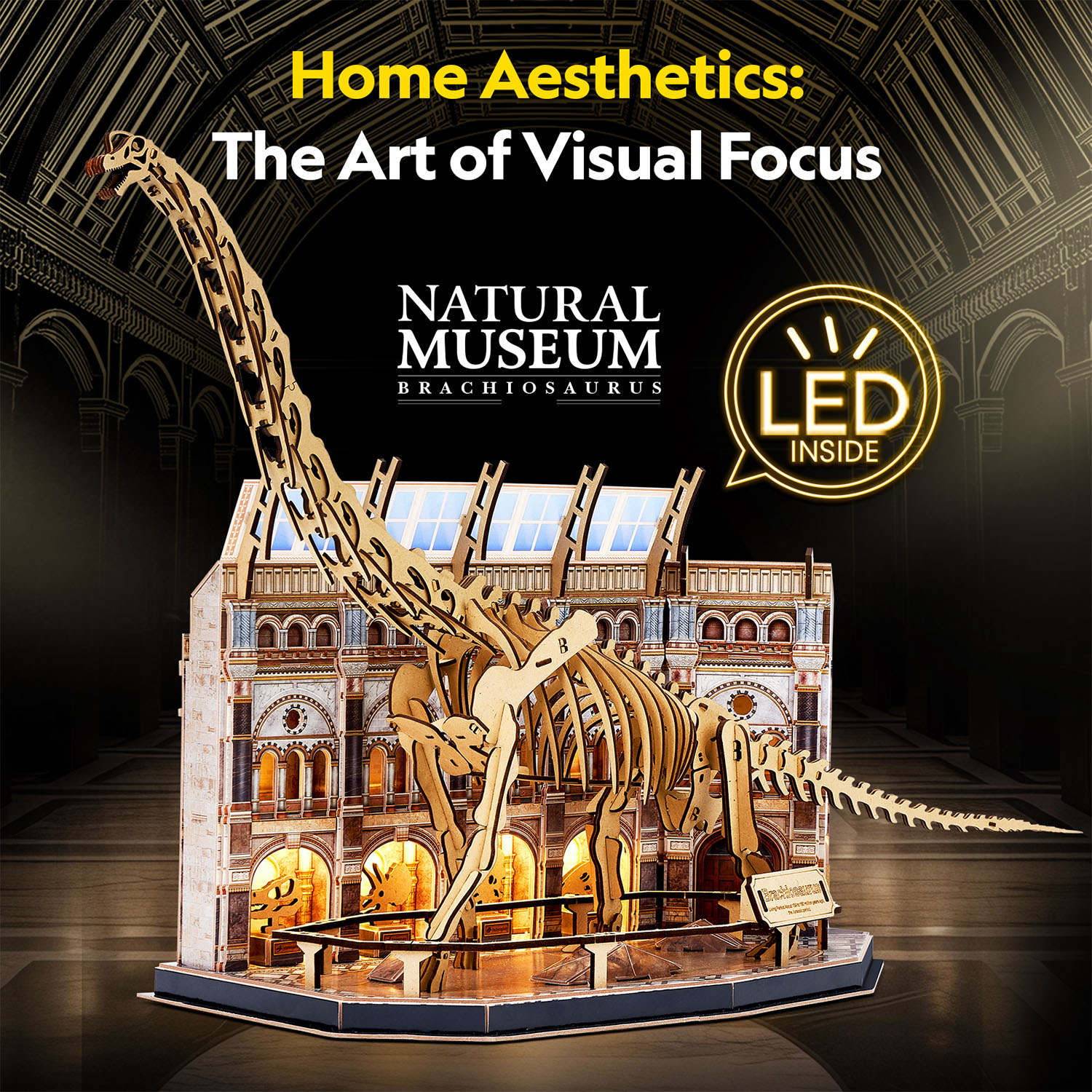Natural Museum - Brachiosaurus 3D Puzzle (Led Işıklı) L544h