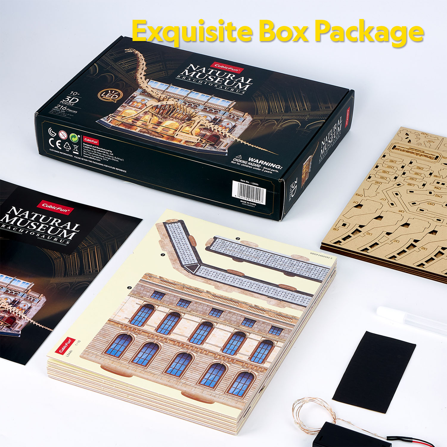 Natural Museum - Brachiosaurus 3D Puzzle (Led Işıklı) L544h