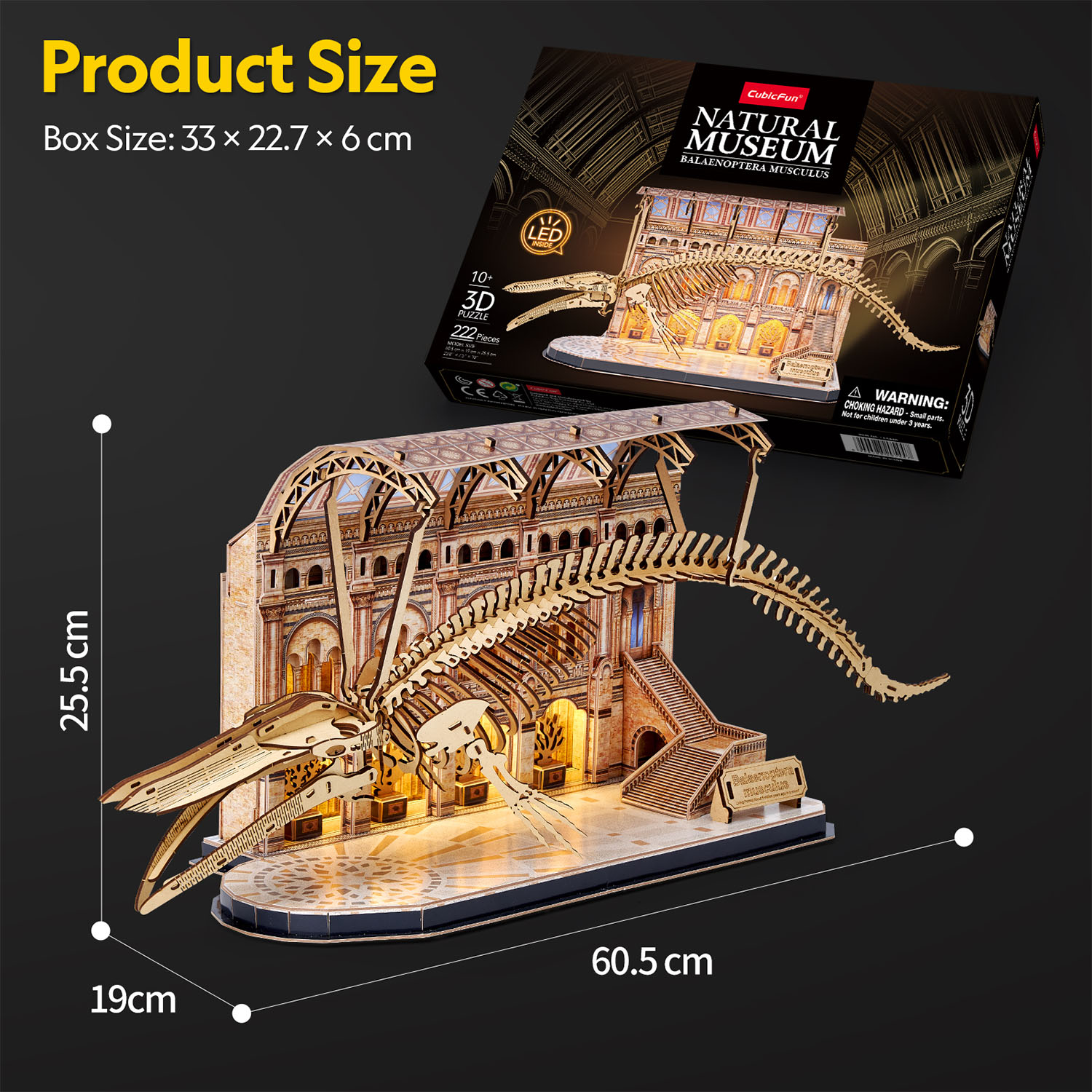 Natural Museum - Mavi Balina 3D Puzzle (Led Işıklı) L545h