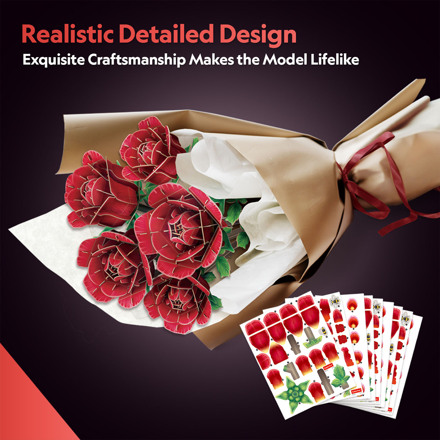 Büyük Gül Buketi 3D Puzzle P865h