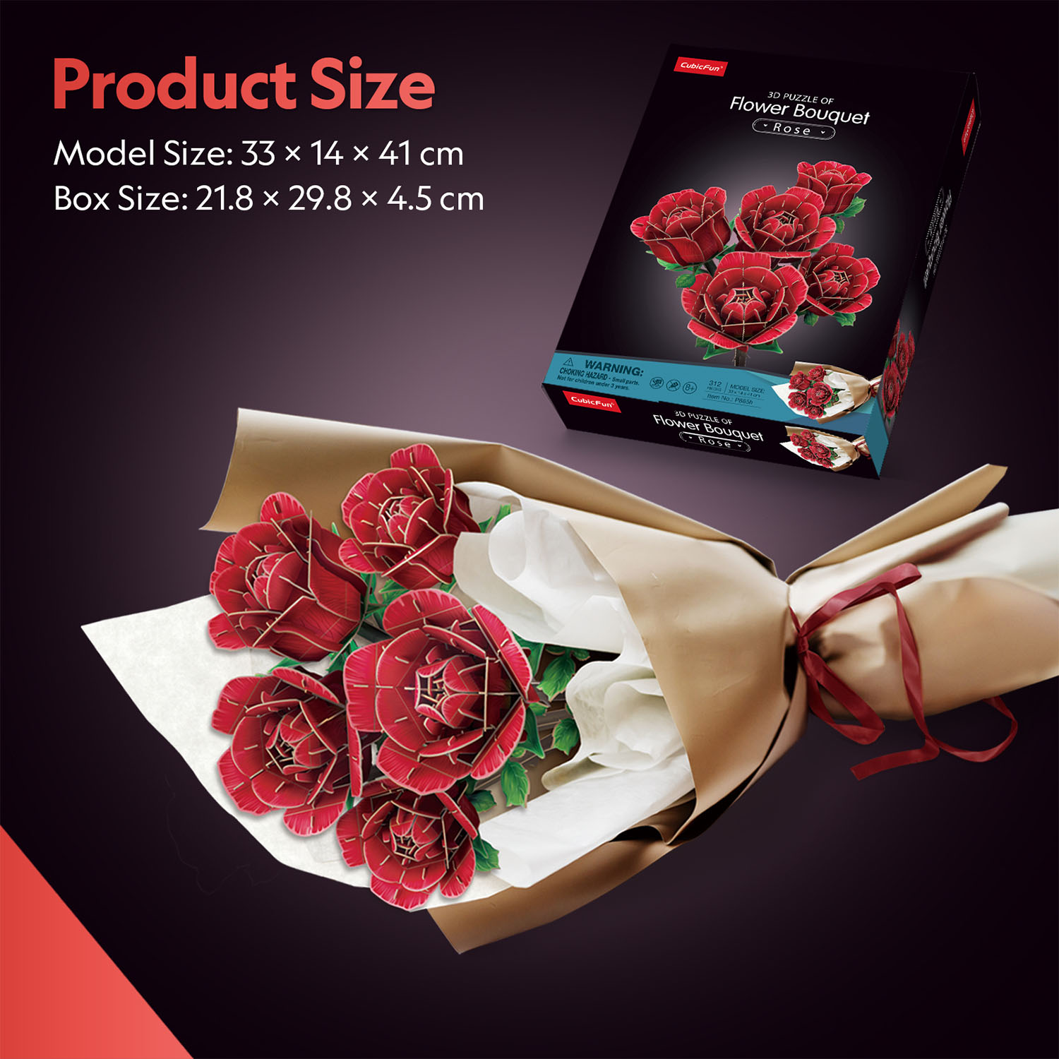 Büyük Gül Buketi 3D Puzzle P865h