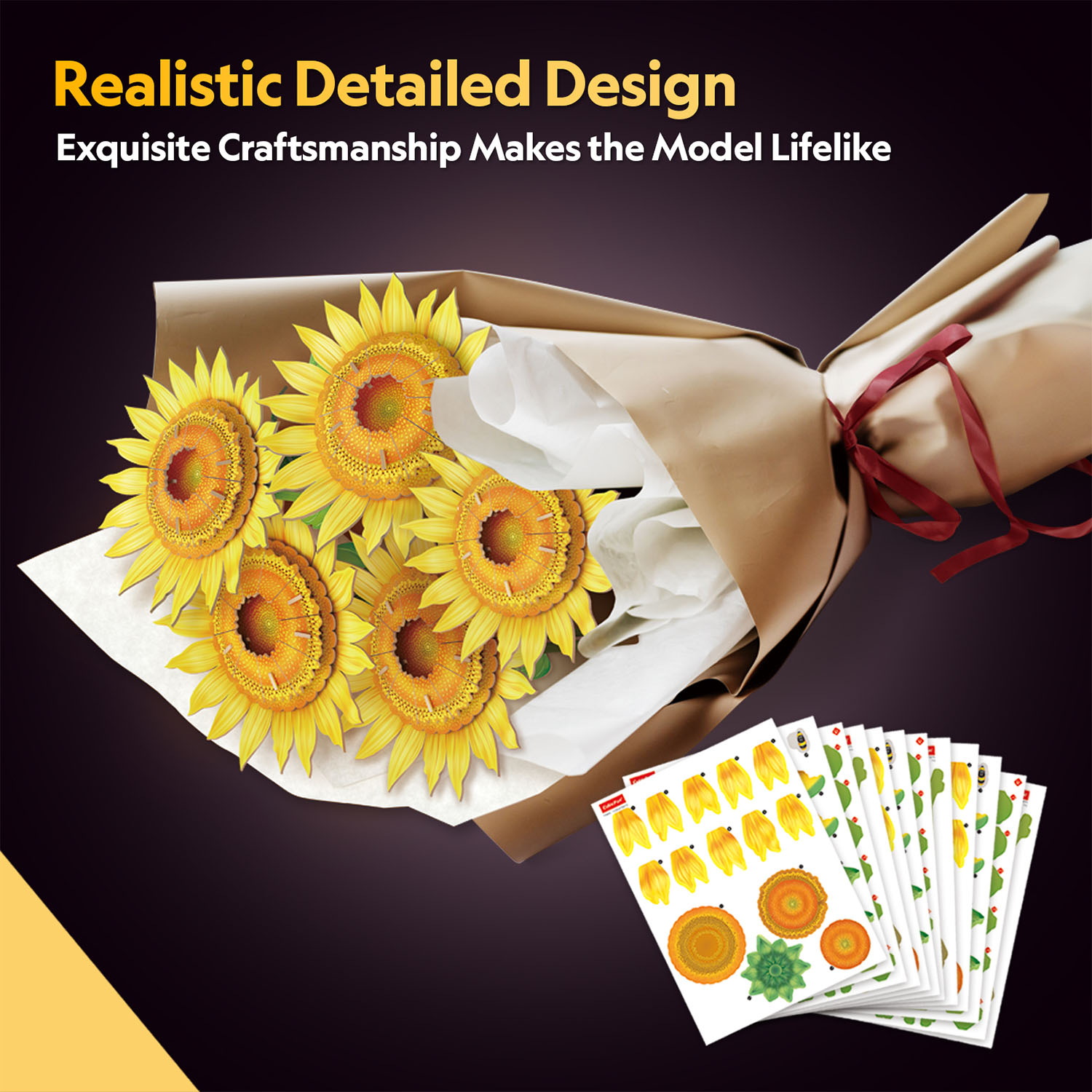 Büyük Ayçiçeği Buketi 3D Puzzle P866h