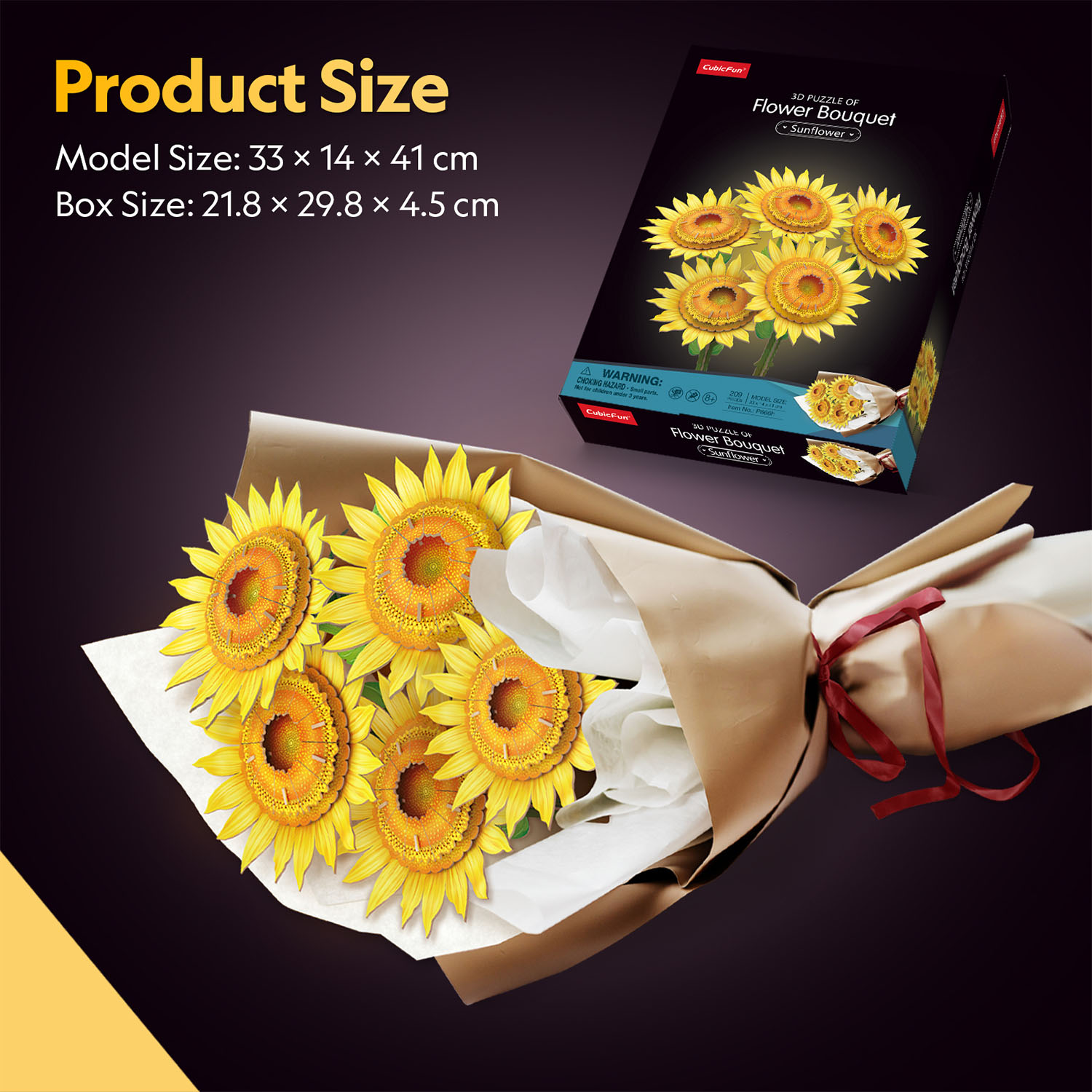 Büyük Ayçiçeği Buketi 3D Puzzle P866h