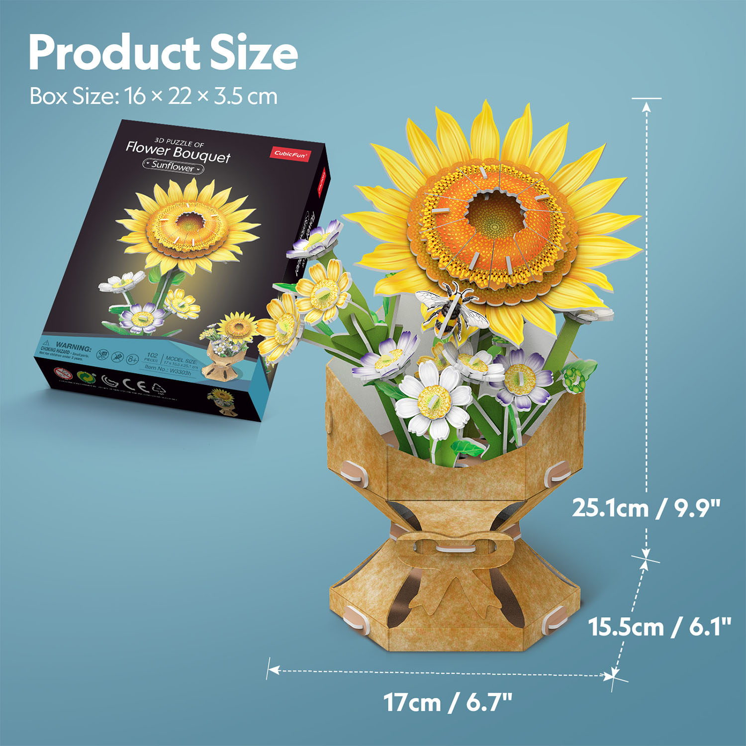 Ayçiçeği Buketi 3D Puzzle W3303h