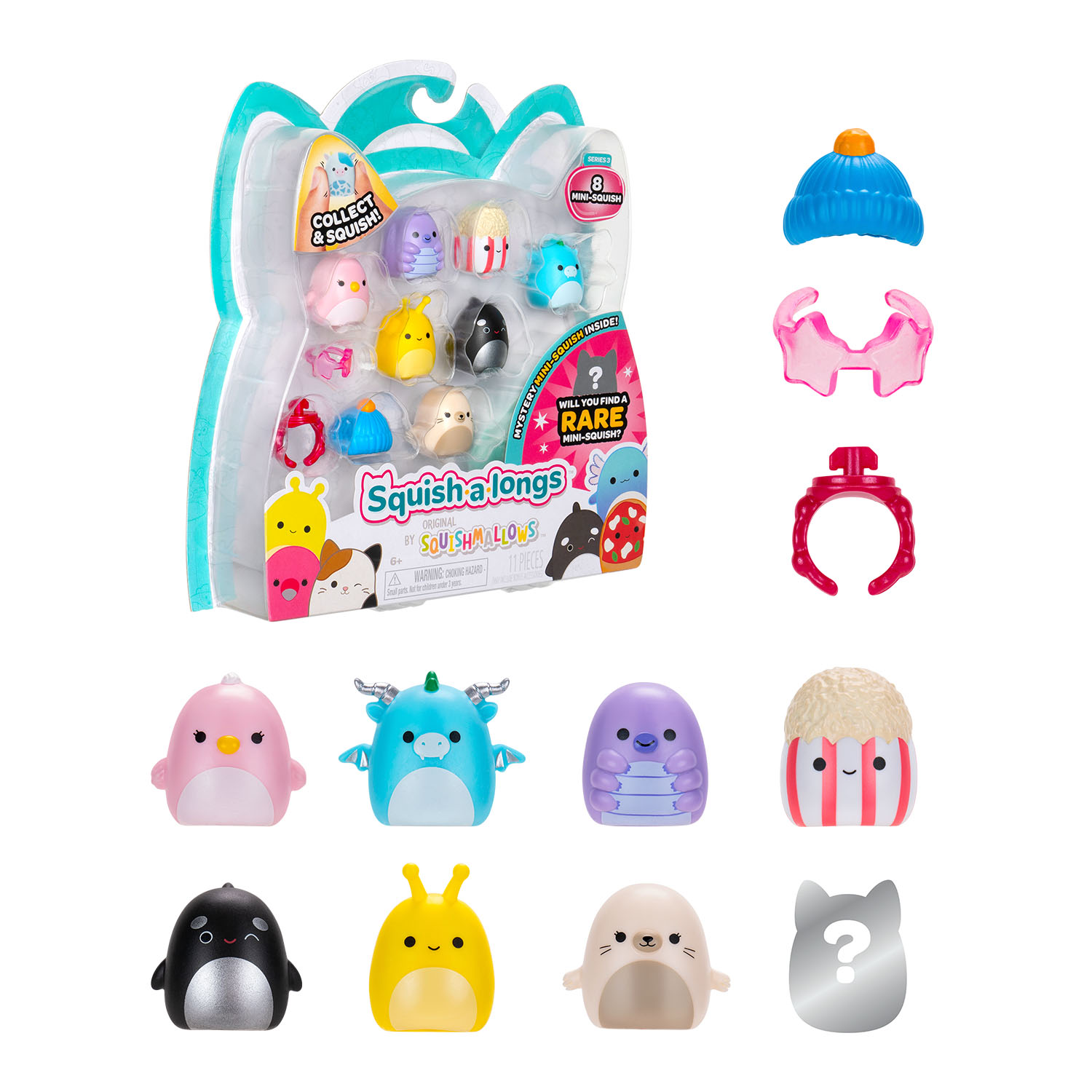 Squish-a-longs 8 Figür + Yüzük Set Seri 3 AL0027
