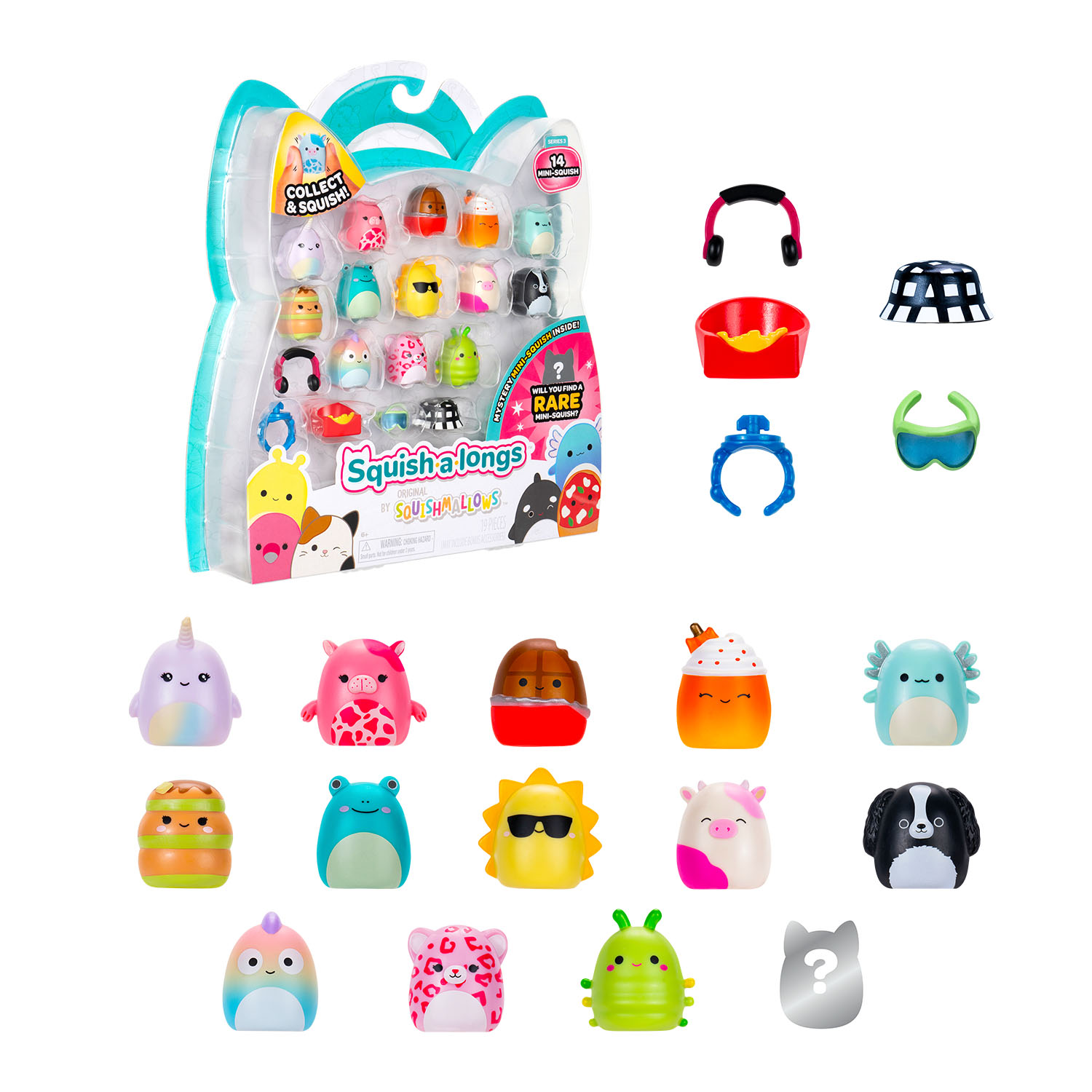 Squish-a-longs 14 Figür + Yüzük Set Seri 3 AL0031