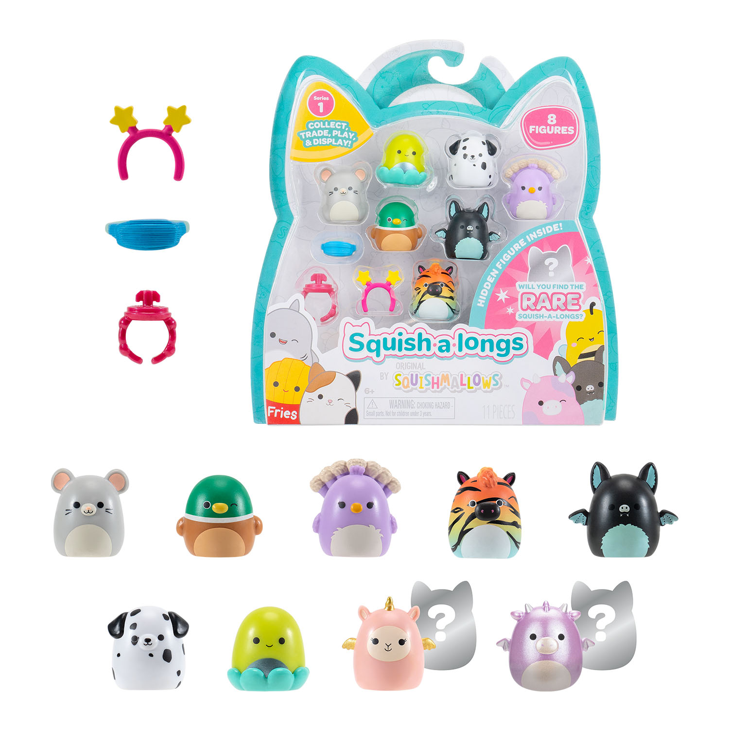 Squish-a-longs 8 Figür + Yüzük Set Seri 1 AL0083