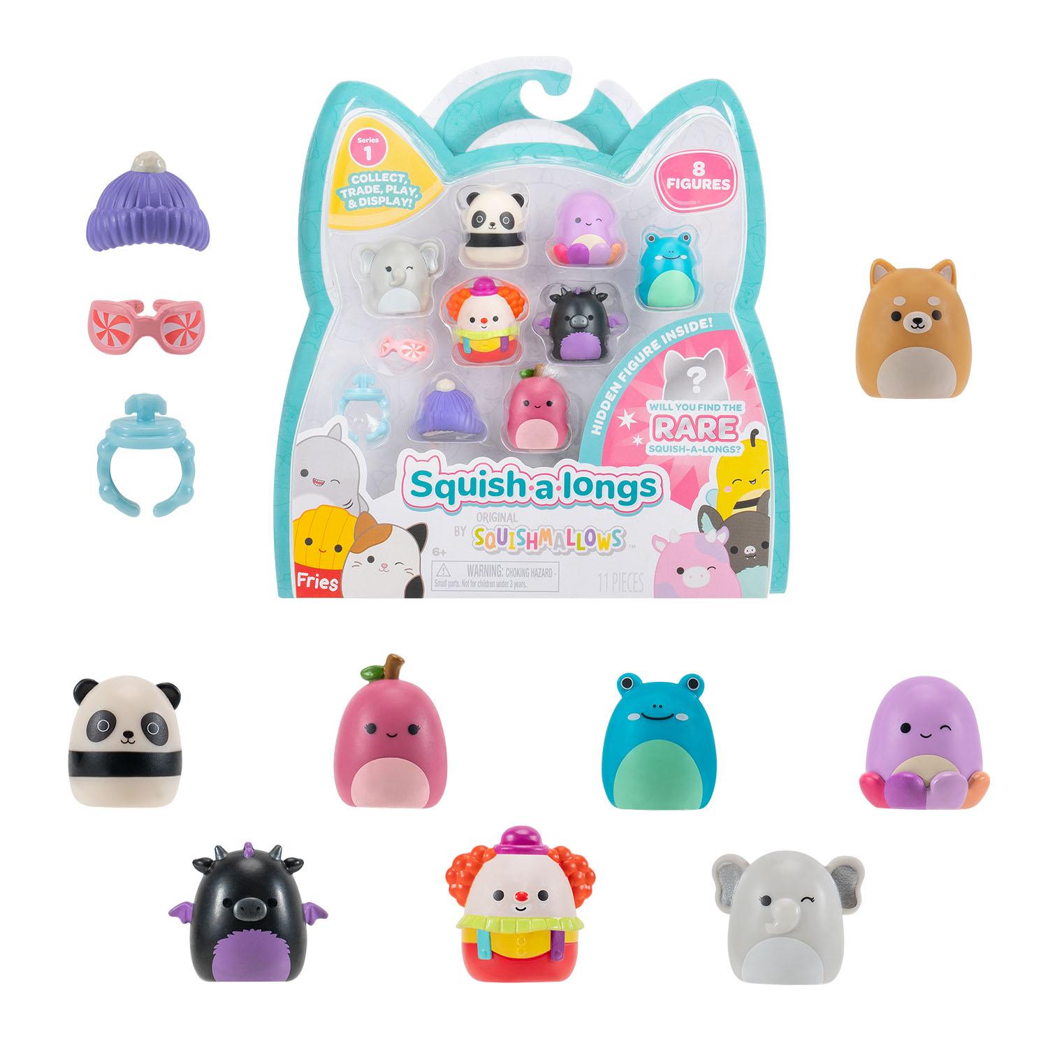 Squish-a-longs 8 Figür + Yüzük Set Seri 1 AL0082