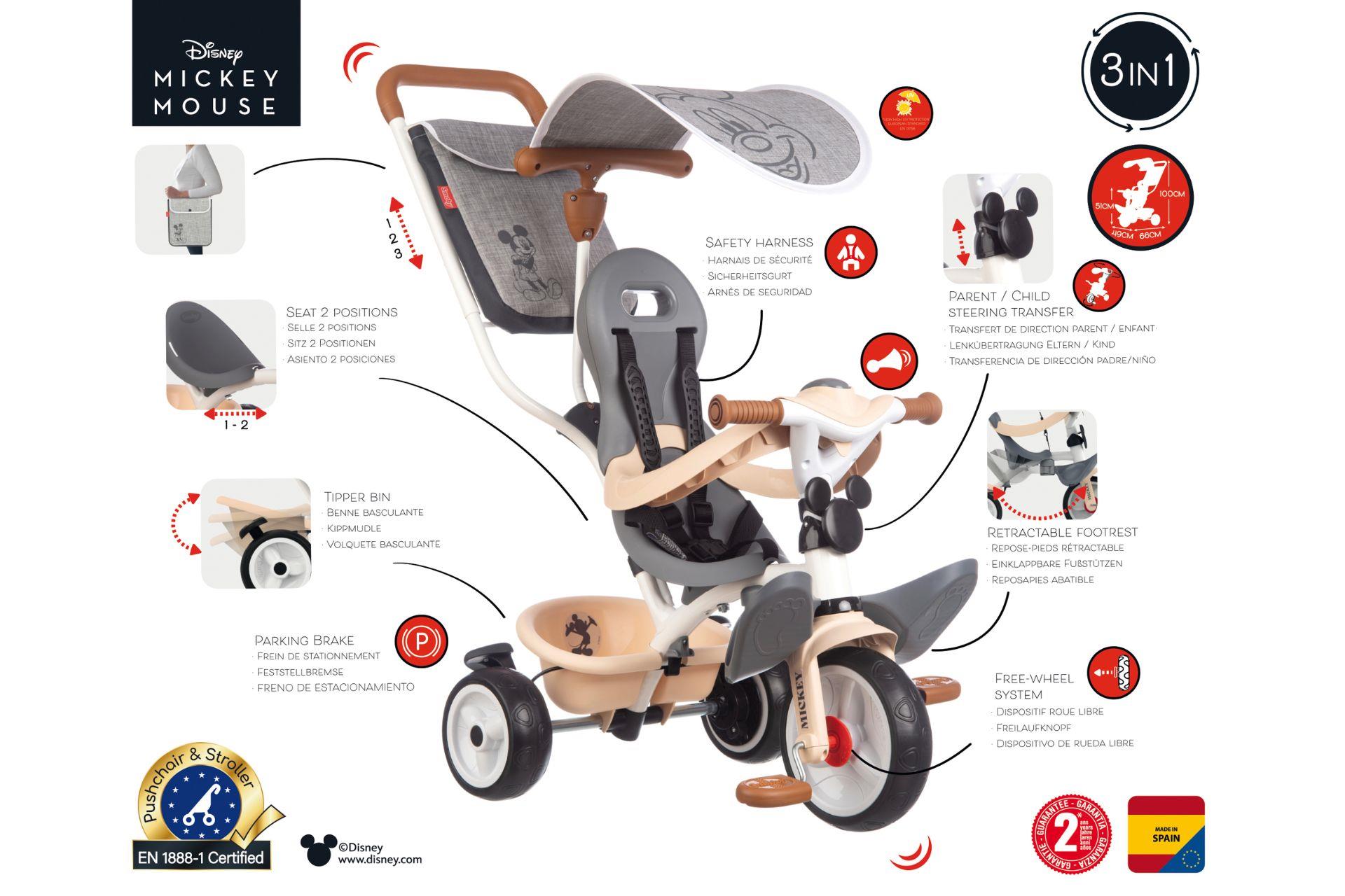 Mickey Mouse Evolutive Metal Üç Tekerlekli Bisiklet 41402